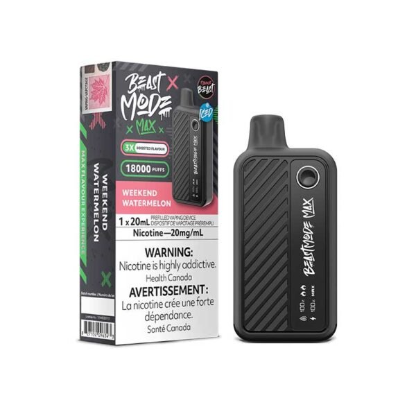 Beast Mode Max 18000 Puffs, 3x Boosted Weekend Watermelon (20 ml)